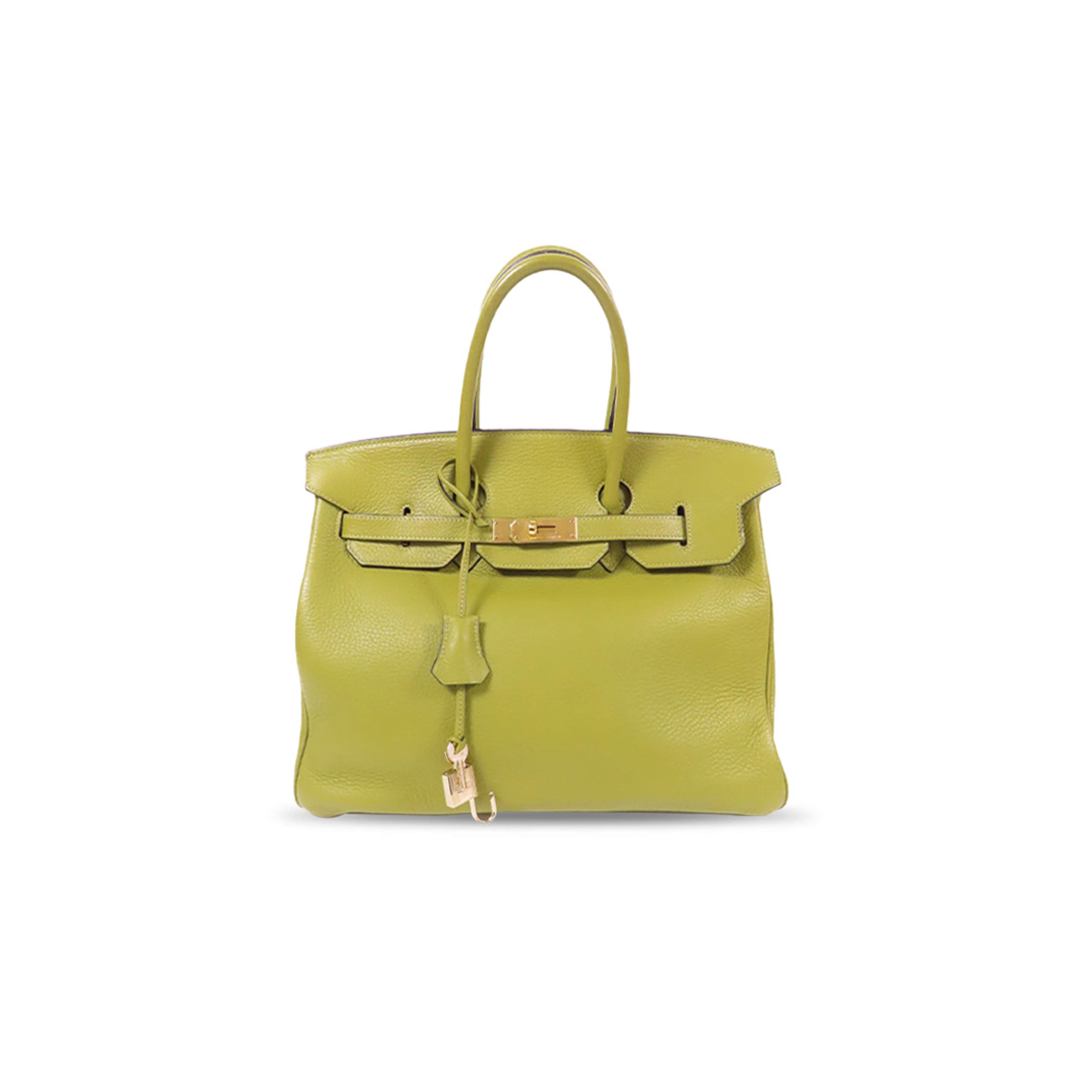H**me5 clemence leather birkin 30 with gold buckle vert anis handbag (30*23*15cm)